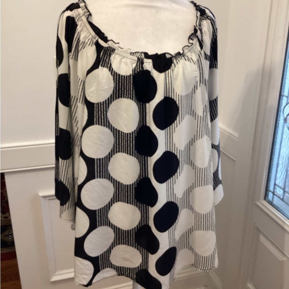 Black and White Polka Dot Blouse Dolman Sleeves
